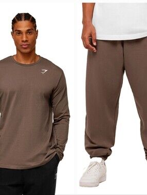 Gymshark Crest Long Sleeve Shirt + Crest Oversized Joggers Set